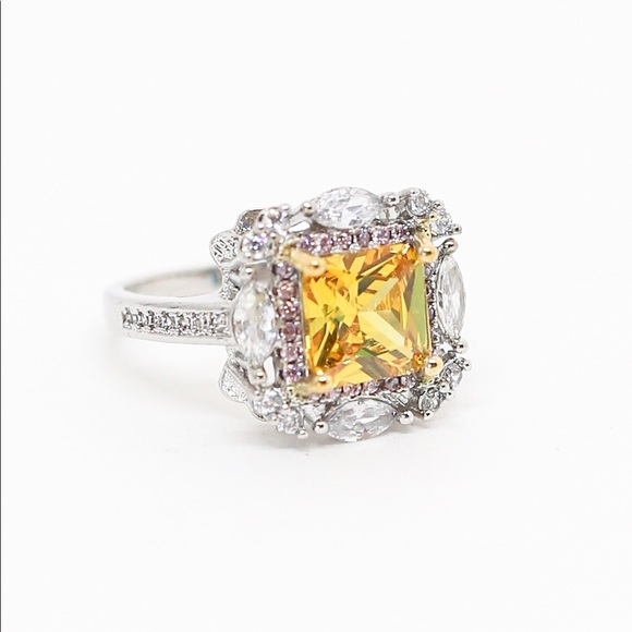18k Gold Dipped Yellow Pink Topaz Engagement - Picture 4 of 12